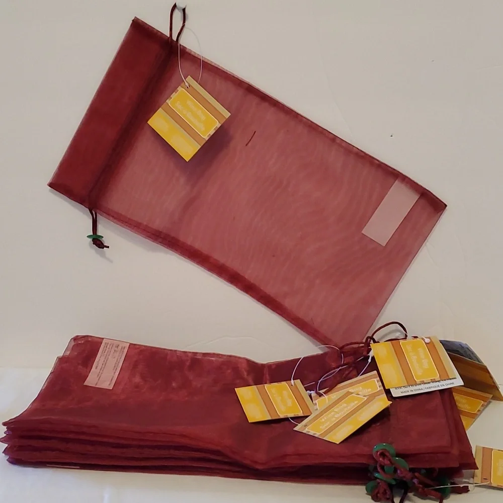 10 Burgandy Organza Wine Bags